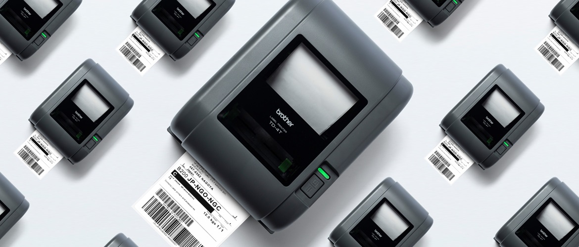 Viele Brother TD-4T Desktop-Thermotransferdrucker mit Ausdruck, Ansicht von oben