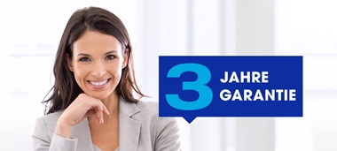Brother 3-jahre-garantie-logo mit frau, lächelnd